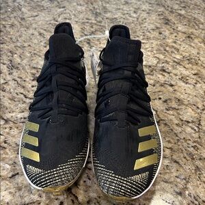 adidas Men's Black Athletic Cleats with Gold Stripes